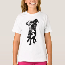 Dog Pose T-Shirt – Sitting Dog in Black Ink