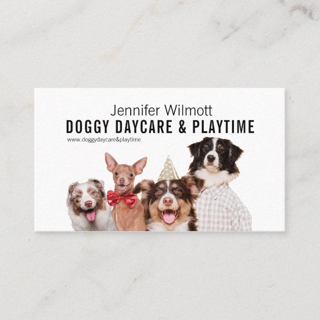 Doggy Daycare Watercolor Cartão de visita (Frente)