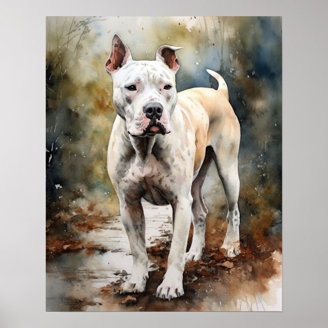 Dogo Argentino Dog Art Impressão (Frente)