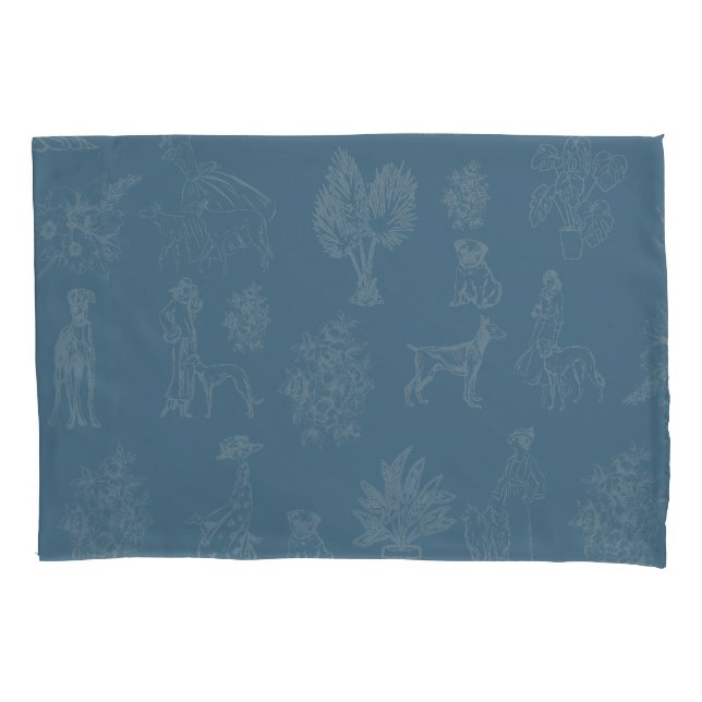 Dogs Lady Toile de Jouy Dark Turquoise (Frente)