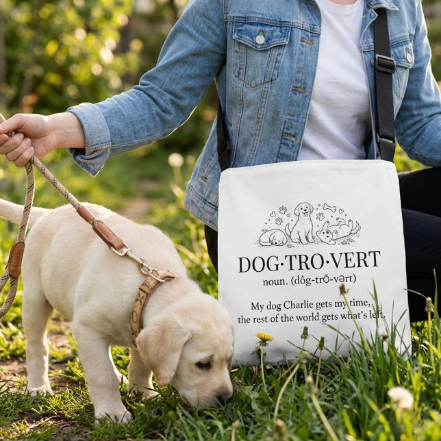 Dogtrovert Funny Text Dog Name Cute Introvert Tote (Criador carregado)