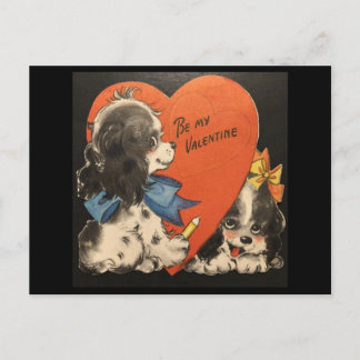 Dois adoráveis cachorrinhos cartão postal vintage 
