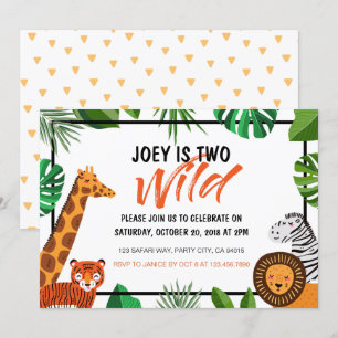 Dois Animais Selvagens Selvagens Safari Convite pa