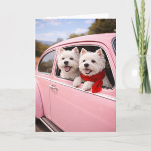 Dois Cães Westie em Cartão de Dia dos Namorados de