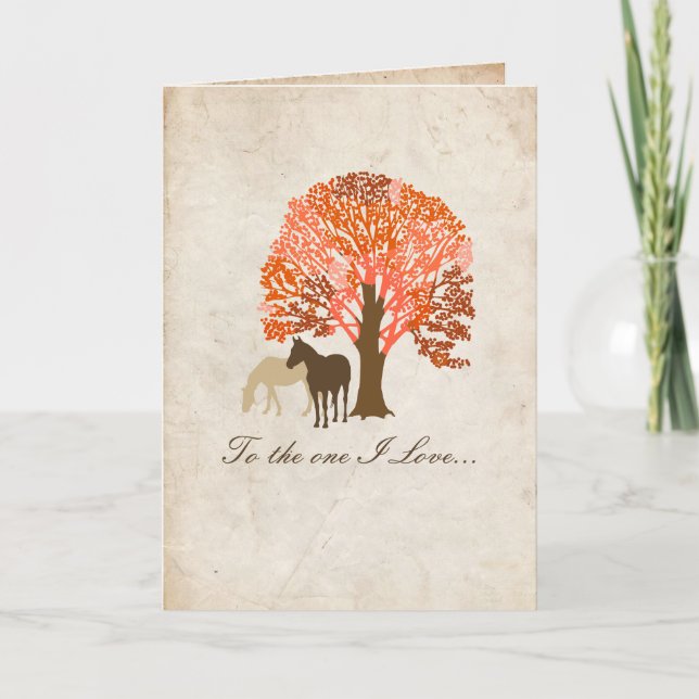 Dois Cavalos Cartão de Dia de os namorados Românti (Frente)