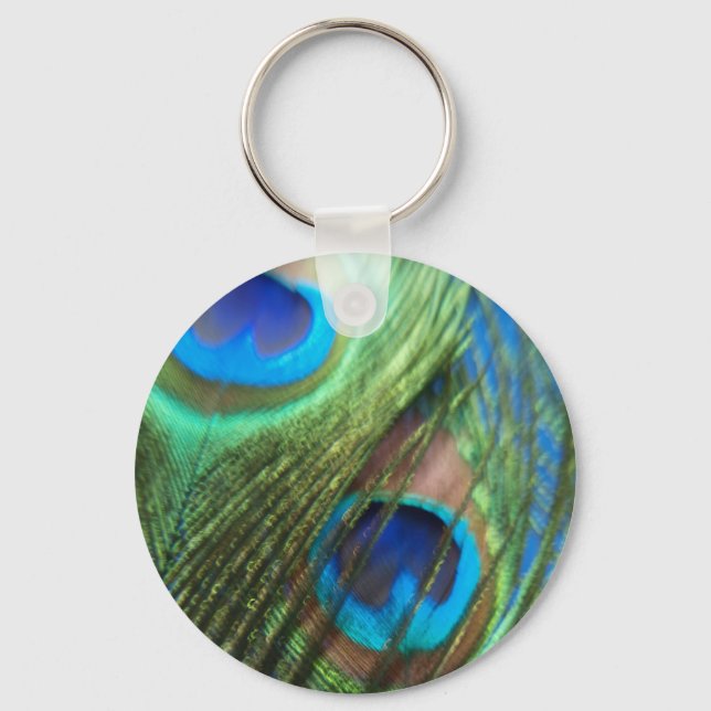 Dois Chaveiro de Penas de Peacock Azuis (Frente)