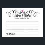 Dois Conselhos de Coração e Cartão de Casamento de<br><div class="desc">Essas placas de na moda Advice & Wish serão a adição perfeita à sua recepção de casamento. Ele apresenta uma borda esbranquiçada com um coração roxo de ameixa no topo. A dentro de texto é "Conselhos e Desejos" em uma fonte engraçada de script preto e "para o novo Sr. e...</div>