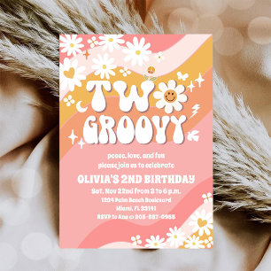 Dois Convite de Aniversário de 2 Anos Groovy