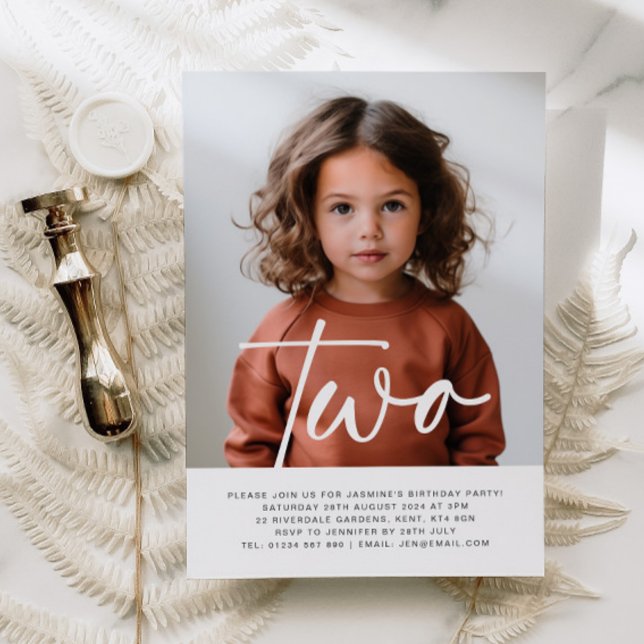 Dois Convite de Aniversário para Foto (Zazzle Two Photo First Birthday Invitation)