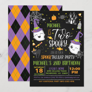 Dois Convite de Aniversário Spooky - Blk