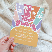 Dois Convite de Girassol Arco-íris Daisy Groovy
