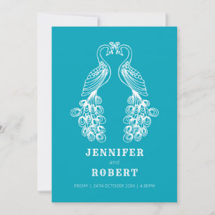Dois convite para casamento branco de pássaros