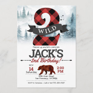 Dois convite Wild, segundo aniversário Lumberjack