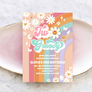 Dois Convites de Aniversário de 2 Anos Groovy Dais