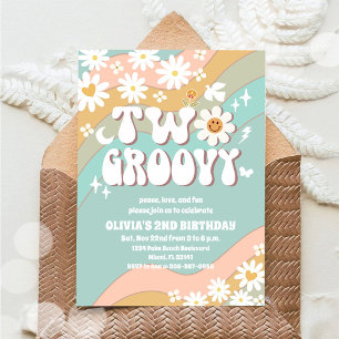 Dois Convites de Aniversário Groovy Daisy