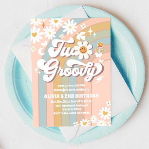 Dois Convites de Aniversário Groovy Daisy