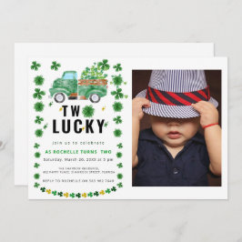 Dois Convites de aniversário Sortudos de Shamrock