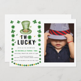 Dois Convites de aniversário Sortudos de Shamrock