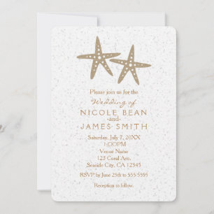 Dois Convites de Casamento na Praia com Estrelas-d
