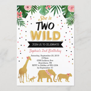Dois convites para segundo aniversário Wild Safar