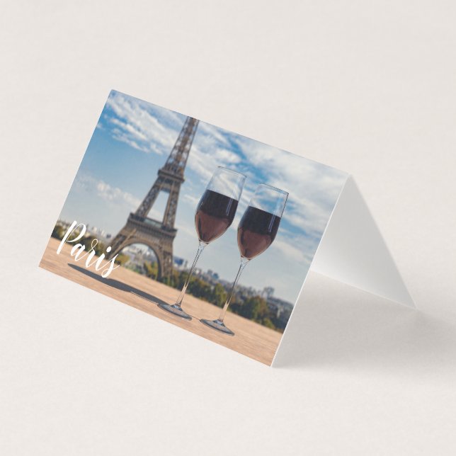 Dois copos de vinho com torre Eiffel (Frente)
