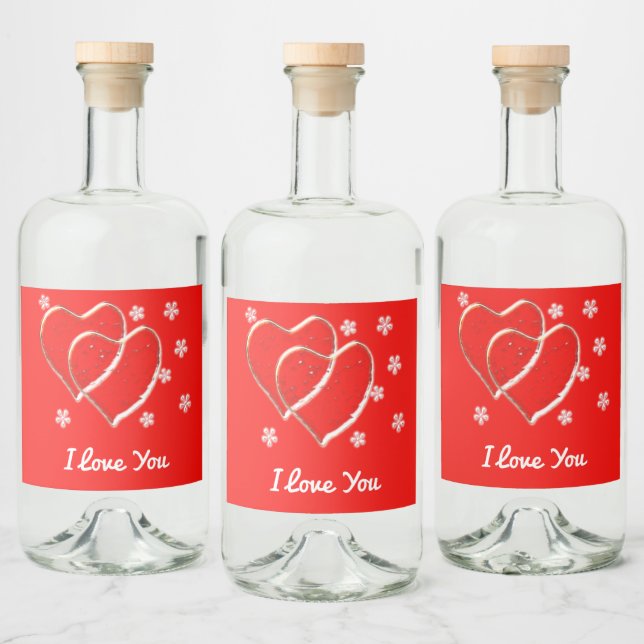 dois corações, casamento romântico.Personalizado (Garrafas)