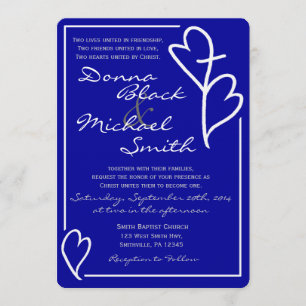 Dois corações cruzam convites religiosos do