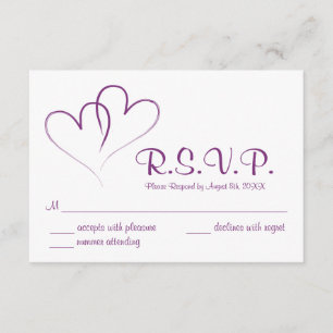 Dois corações entrelaçados Cartão RSVP de Casament