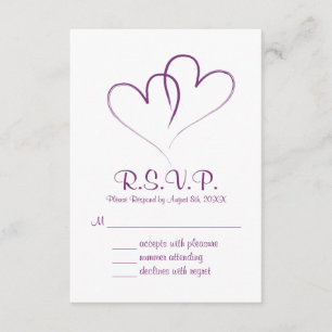 Dois corações entrelaçados Cartão RSVP de Casament