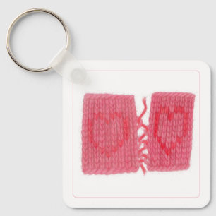 DOIS CORAÇÕES KNIT Aluminium Square Chaveiro