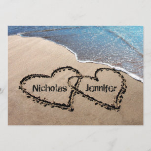 Dois Corações No Convite De Casamento De Praia Da