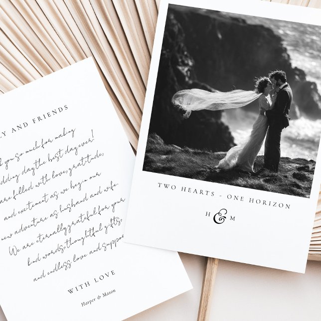 "DOIS CORAÇÕES - UM HORIZONTE" Cartões de agradeci (Criador carregado)