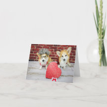 Dois Corgis com cartão de saudação de Candy Valent