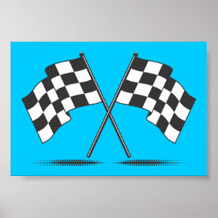 Dois cruzaram poster Checkered das bandeiras