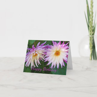 "Dois Dahlias Roxos e Brancos" Cartão de Aniversár