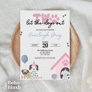 Dois Deixe os Cães Sair | Convite de 2º Aniversári