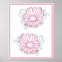 Dois Desenhos de Girassóis Cor-de-Rosa, Posters