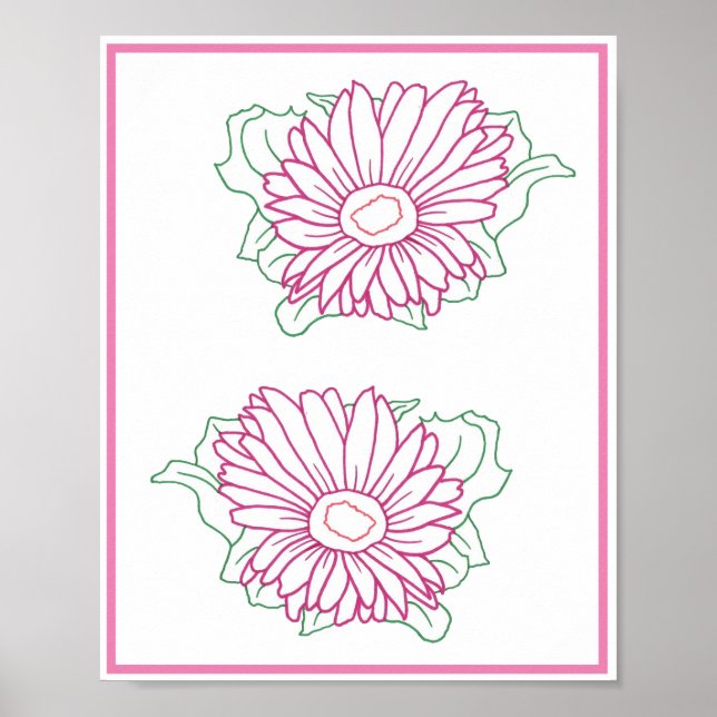 Dois Desenhos de Girassóis Cor-de-Rosa, Posters (Frente)