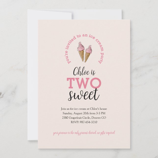 Dois Doce Segundo Convite de aniversário (Frente)