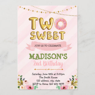 Dois doces convites de aniversário de rosquinha