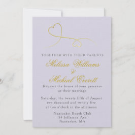 Dois Dourados Corações | Convite para Casamento de