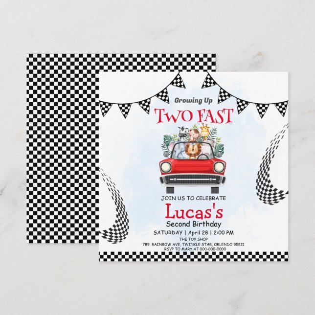 Dois Festa de segundo aniversário de Carro da Corr (Frente/Verso)