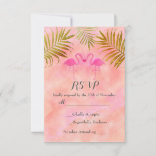Dois Flamingos Rosa Água-marinha Casamento RSVP