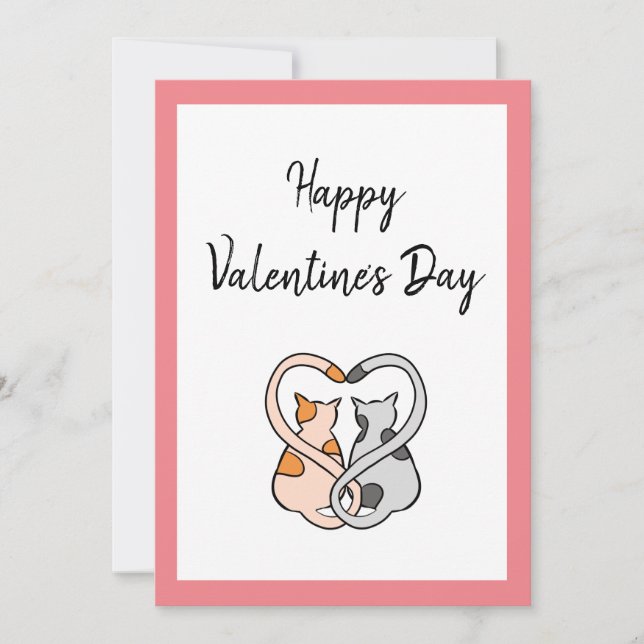 Dois Gatos Apaixonados - Cartão De Feliz dia de os (Frente)