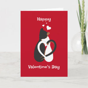 Dois Gatos Apaixonados Com Cartão De Férias Dobrad