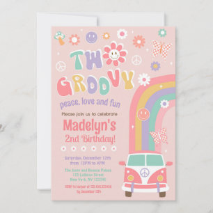 Dois Groovy Boho Retro Hippie - Convites de Aniver