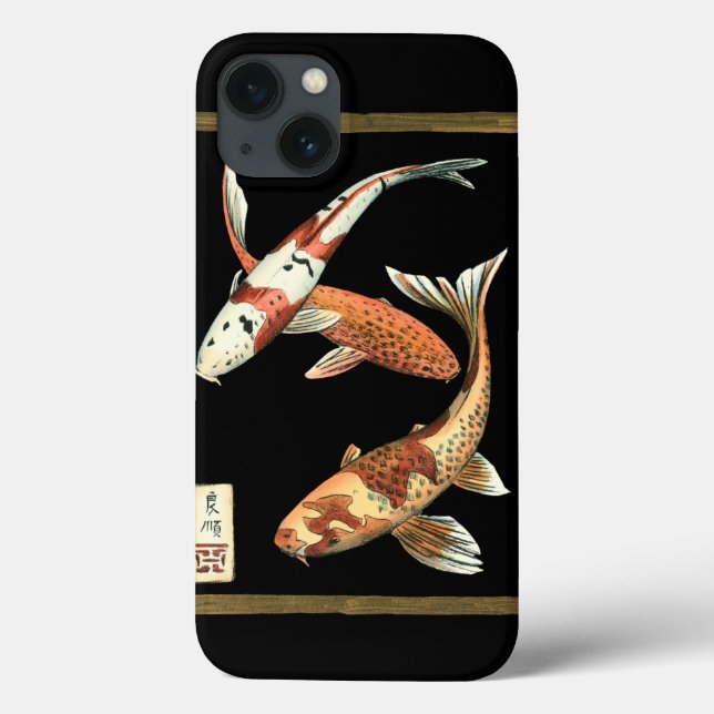 Dois japoneses, Koi Goldfish, em preto (Verso)