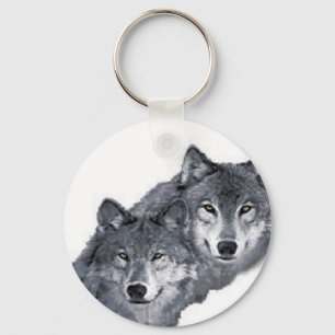 Dois lobos bonitos, em um chaveiro