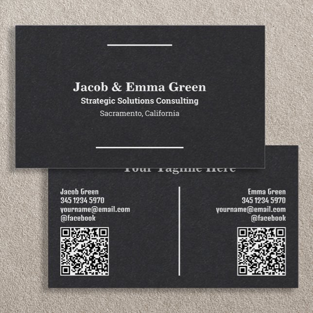 Dois Nomes - Cartão de visita de QR Personalizado (Two Names Custom QR Business Cards)