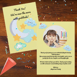 Dois para a Lua Cute Aniversário cartão de agradec